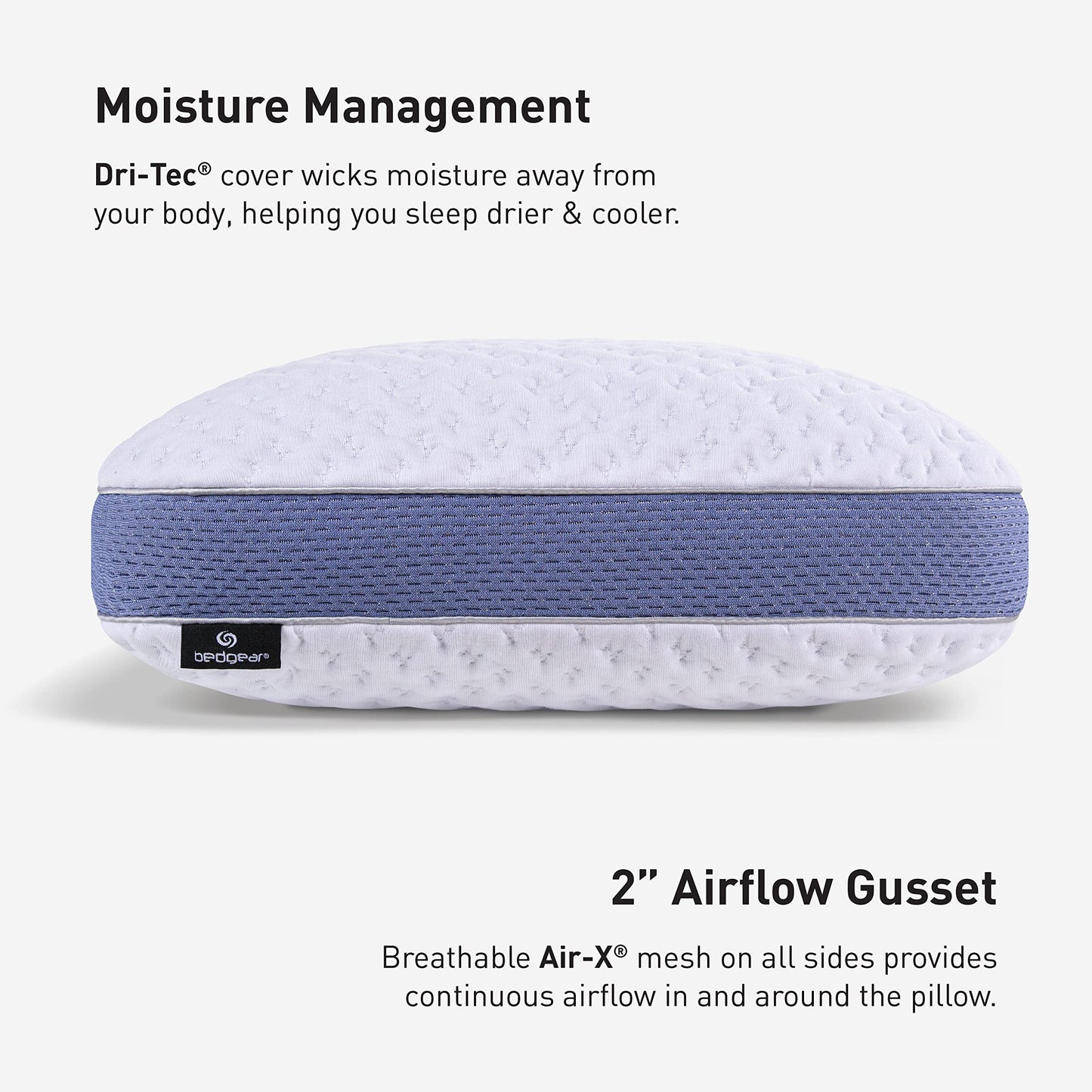 Bedgear Balance Cuddle Curve Performance Pillow - Size 1.0 - Moisture-Wicking Pillow for Side Sleepers - Medium Firmness Bed Pillow- Hypoallergenic, Washable Removable Cover - 20" W x 26" L x 5.25" H