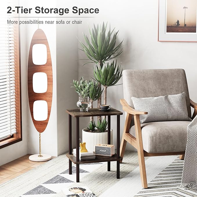 Apicizon 2 Tier End Table Set of 2, Small Side Table