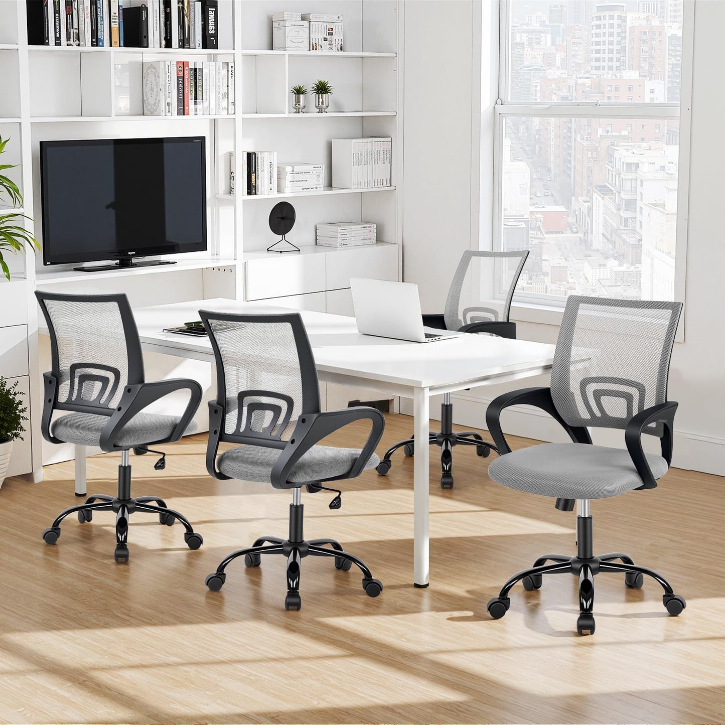 BestOffice Office Chair Ergonomic Cheap Desk Chair Mesh Computer Chair Lumbar Support Modern Executive Adjustable Stool Rolling Swivel Chair for Back Pain (Grey)