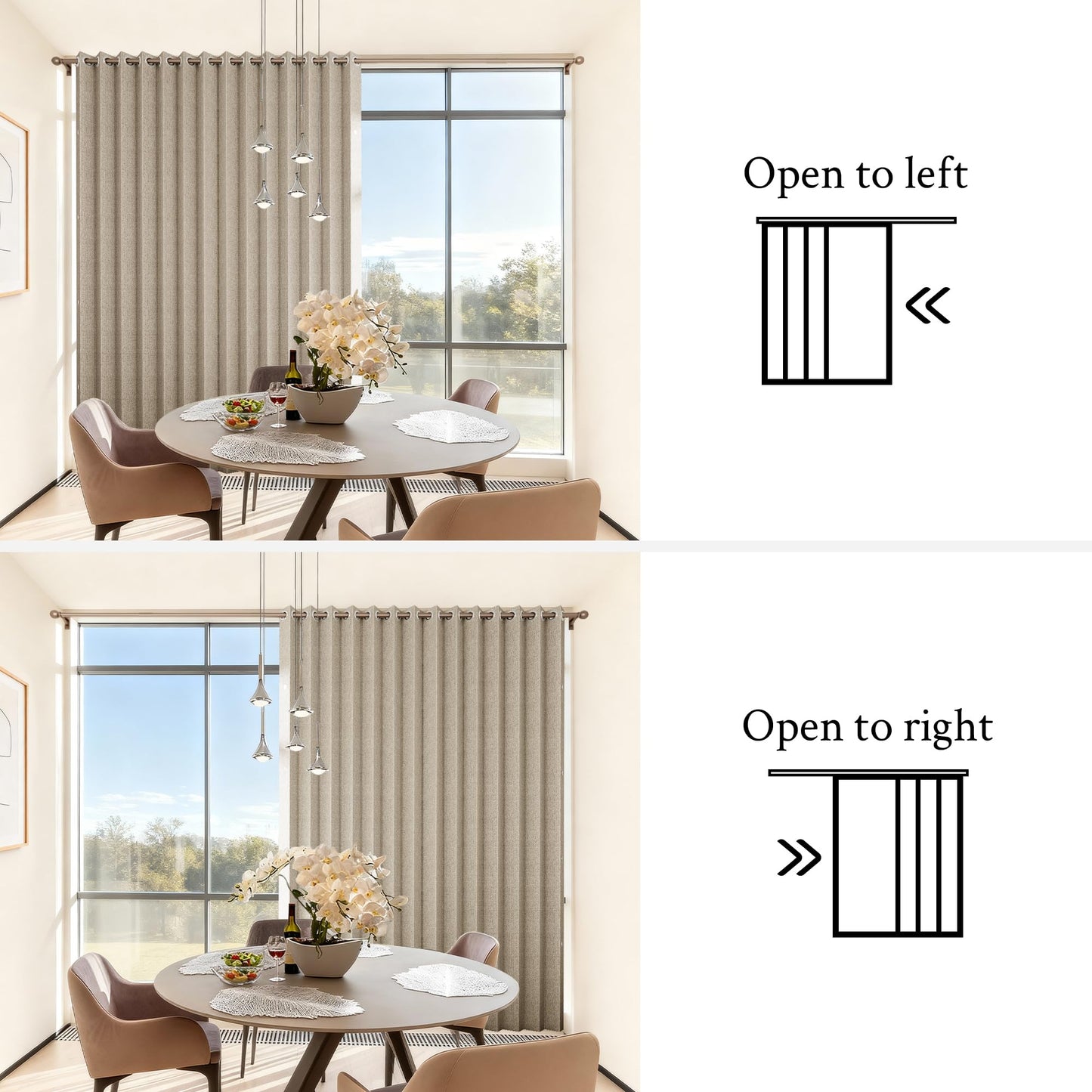 HMYI Accordion Door Curtains for Doorways, Curtain Door for Privacy Use, Fabric Curtain Panel, 1 Panel, W100 x L84, Tan