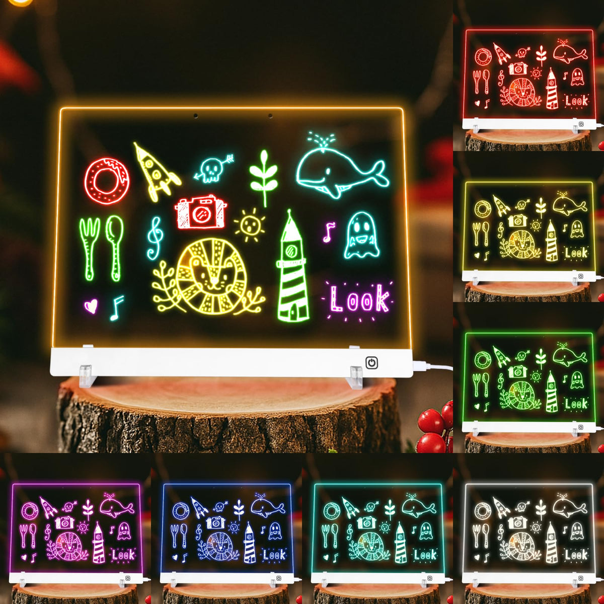 LuxuMach LumiBoard Led Drawing Board for Kids, LED Note Board with Colors, Glowing Acrylic Dry Erase Boards, Gift for Girls on Birthdays & Christmas (15.7" x 11.8", White)