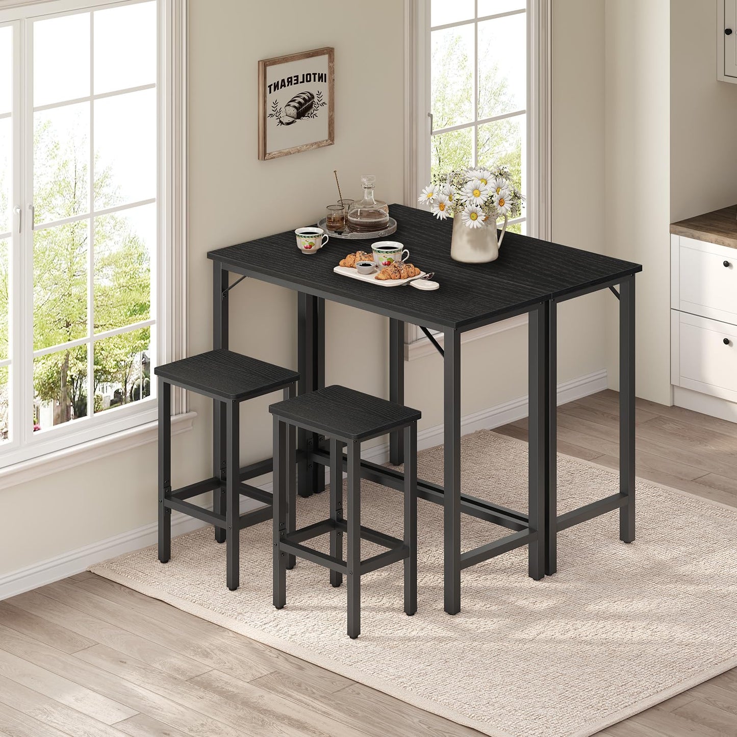 MAHANCRIS Narrow Bar Table, 63-Inch Pub Table for Dining Room, Counter Bar Tables with Sturdy Metal Frame, Connectable Bar Table, Multifunctional Console Table, Black BTBK1601