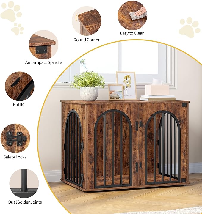 Hzuaneri 31.5'' Wooden Dog Crate Furniture, Indoor Dog Kennel Dogs Cage
