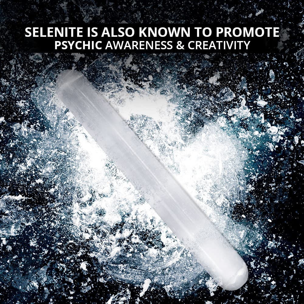 NORTHLANDZ Selenite Crystal Massage Wand 6 Inches, Moroccan White Healing High Efficient Energy Crystals for Anxiety Relief, Yoga, and Meditation, Ideal for Gift and Home Decor