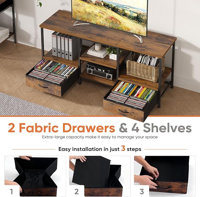 DUMOS 47 Inch TV Stand for 55-65 Inch TVs, Entertainment Center