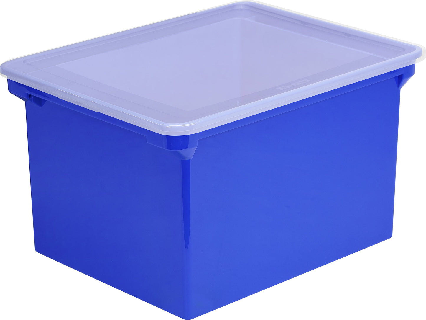 Storex Plastic File Tote, Letter/Legal Files, 18.5" X 14.25" X 10.88", Blue/Clear