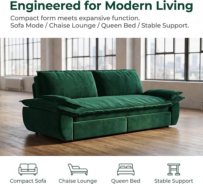 73.2" Sofa Bed Queen, 3-in-1 Pull Out Sofa Bed