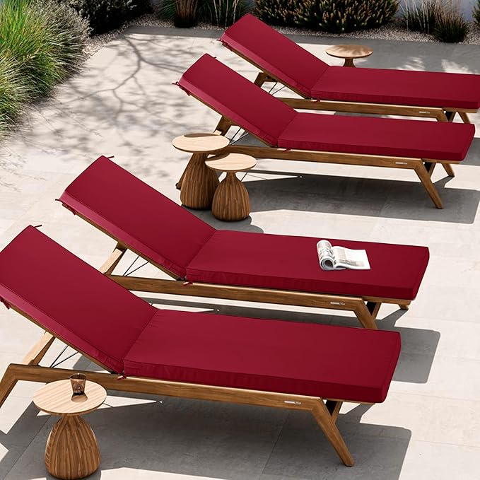 Chaise Lounge Cushion Outdoor, Waterproof and Stain-Resistant Lounge Deck