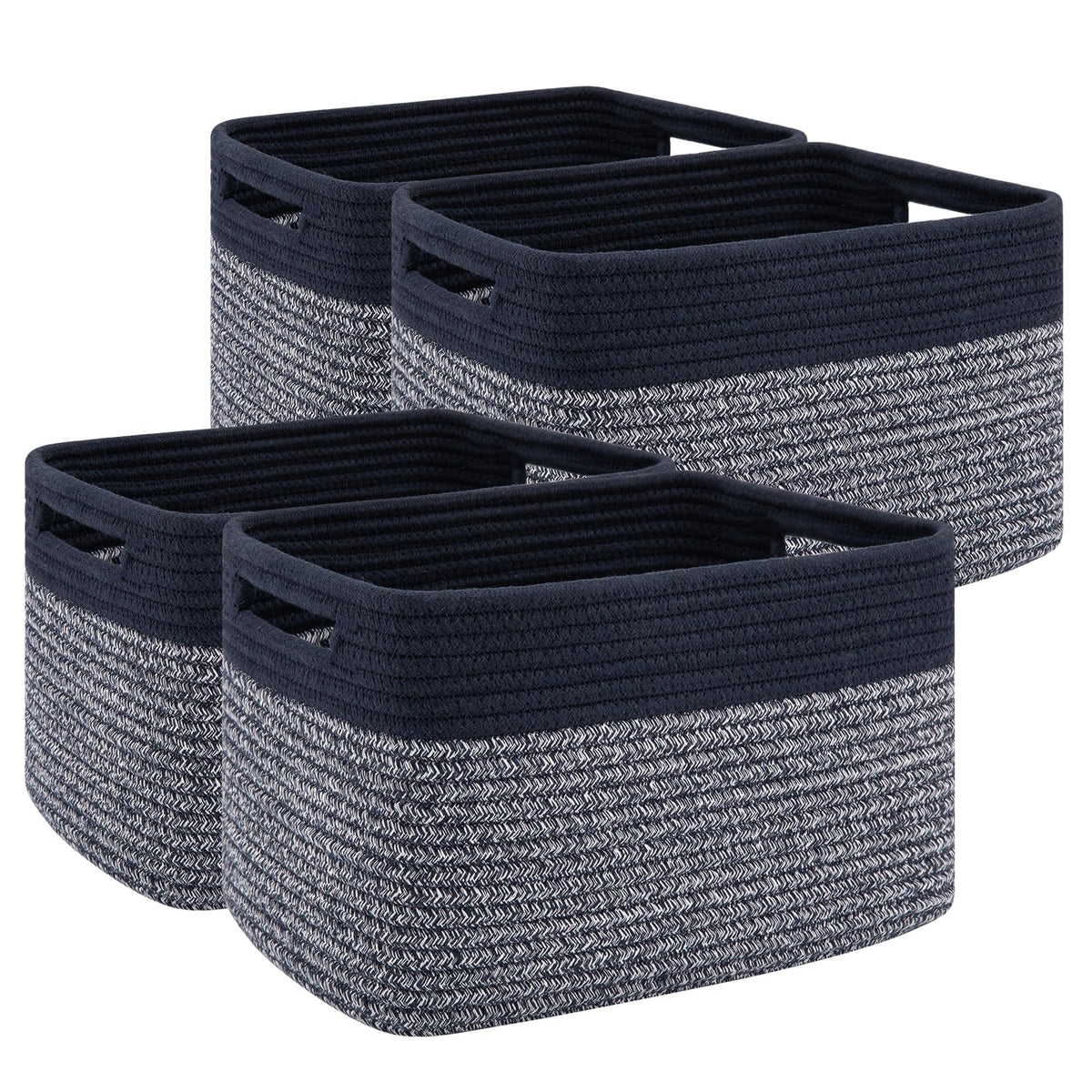 SIXDOVE 4 Pack Storage Baskets for Organizing, Woven Baskets for Shelves - Perfect for Toys, Books, Towels, and Clothes, Durable Gift Basket Bins Toy Storage, 12.7''L x9''W x7.8''H, Blue and Grey