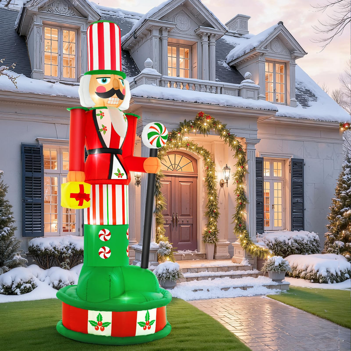 Spinosaurus 8FT Christmas Inflatable Outdoor Decoration Inflatable Nutcracker Blow Up Nutcracker Decor with Lights for Yard Lawn Garden