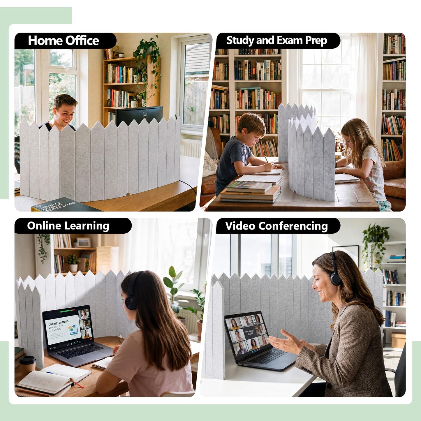 Poola Voidra 86.5 x 16'' Foldable Felt Desk Divider with 25 Thumbtacks & 8 Clips, Acoustic Desk Partition Privacy Panel, Versatile Cubicle Shield Hanging Note Item, for Office Home (Triangular)
