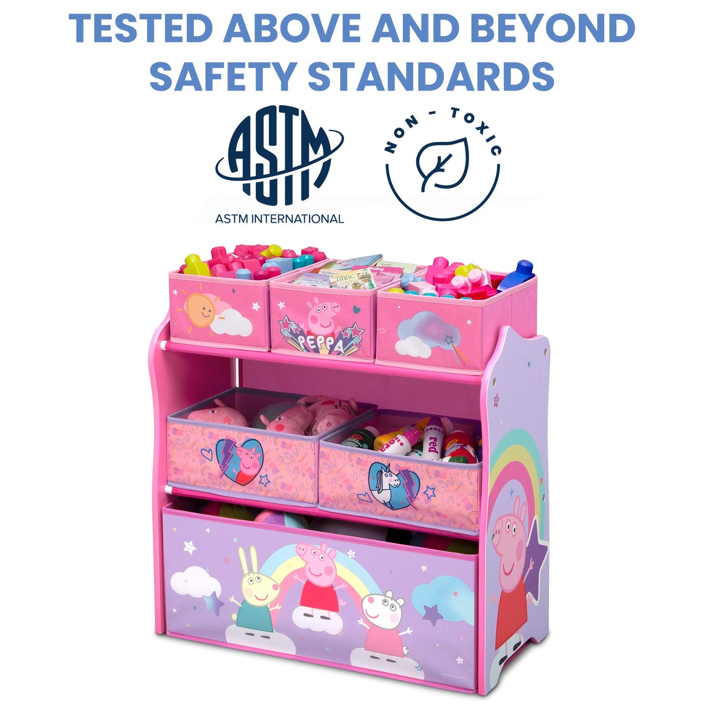 Delta Children Design & Store 6 Bin Toy Storage Organizer, Peppa Pig