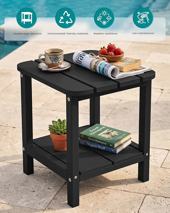 SERWALL Double Adirondack Side Set of 2, Table Rectangular End Table