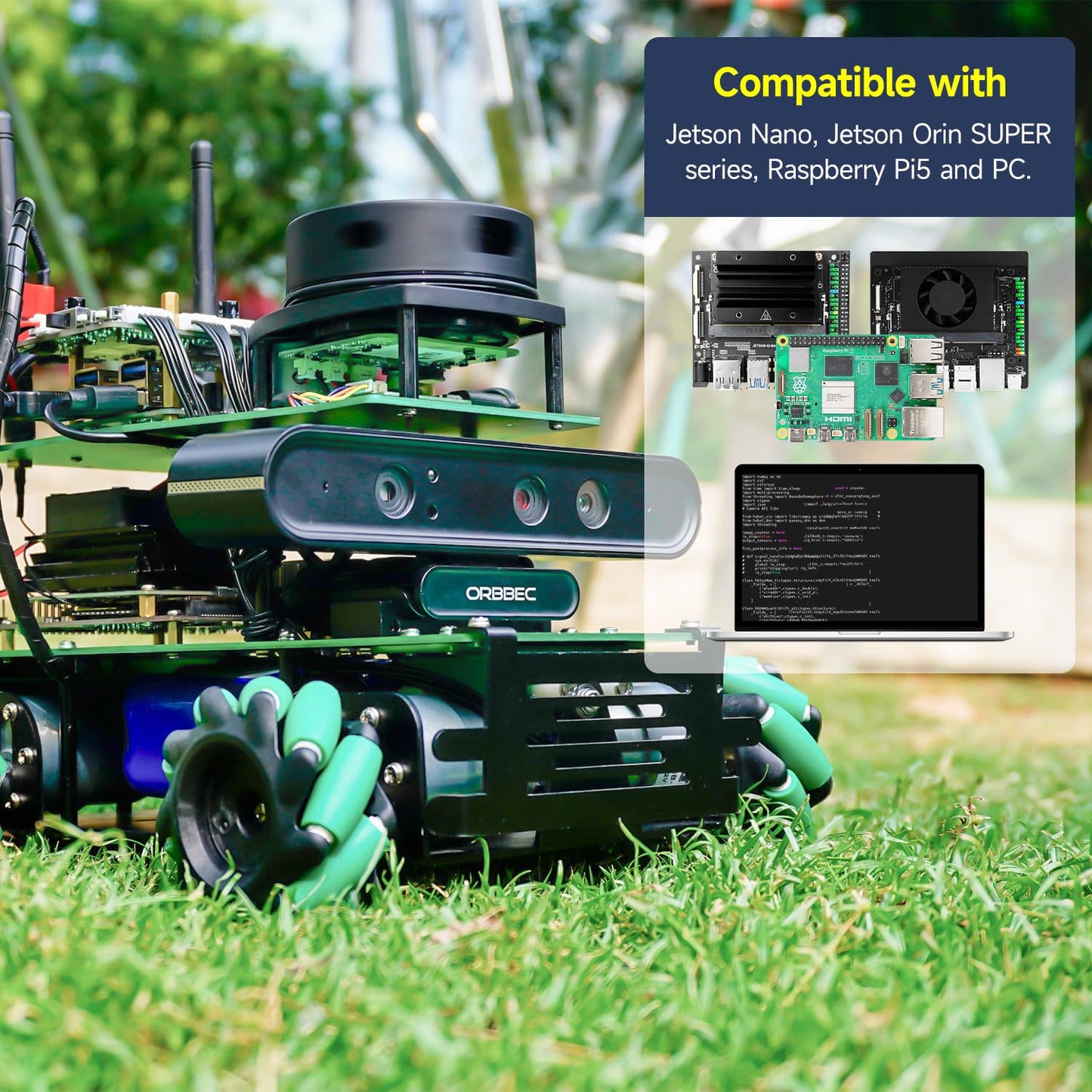 Yahboom Jetson Nano ROS2 Robot Lidar Mapping Navigation Depth Image 3D Mecanum Wheel Python Docker Programming Engineering Project Learn Robotic (Ultimate Ver-Without Nano)