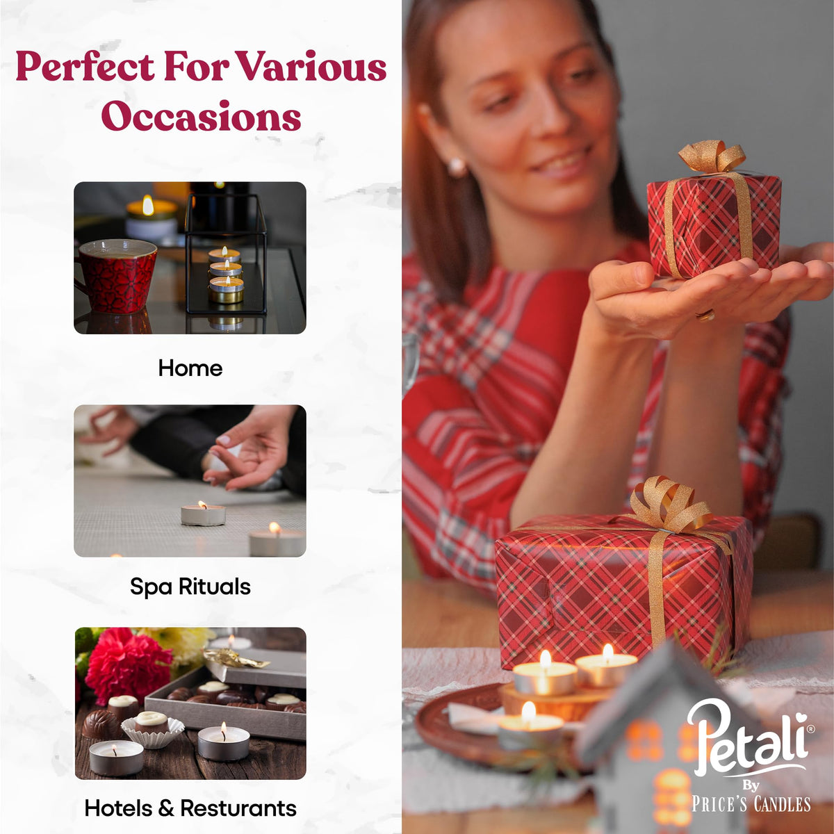 Price's Petali Range Mixed Berries Pack of 18 Scented Tea Lights Candle for Home & Events | 4 Hour Burn Time Scented Candles for All Occasions | Long Burning Tealights Gifts for Women & Men