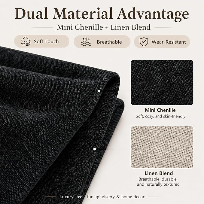 Mini Chenille Linen Blend Upholstery Fabric by the Yard, 57 Inch Wide Soft