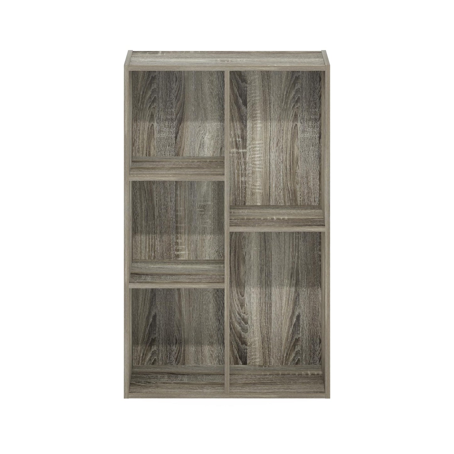 Furinno LUDER Book Shelf, 5-Cube Bookshelf, Reversible Bookcase, 9.4 x 19.5 x 31.5, Easy Assembly, for Living Room, Bedroom, Home Office, French Oak