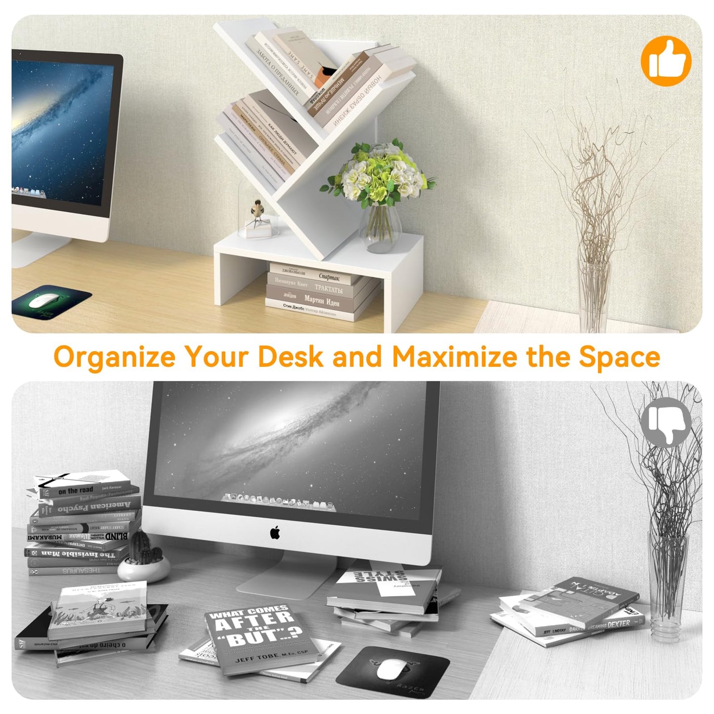 Godferyxin Small Bookshelf with Drawer – Compact Book Holder for Small Spaces, White Small Bookcase for Office, CDs, and Decorative Items, Fits Bedroom Desk Bookshelf Tree