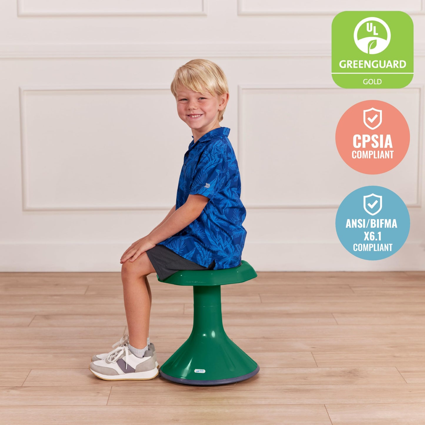 ECR4Kids ACE Active Core Engagement Wobble Stool, 15-Inch Seat Height, Flexible Seating, Green