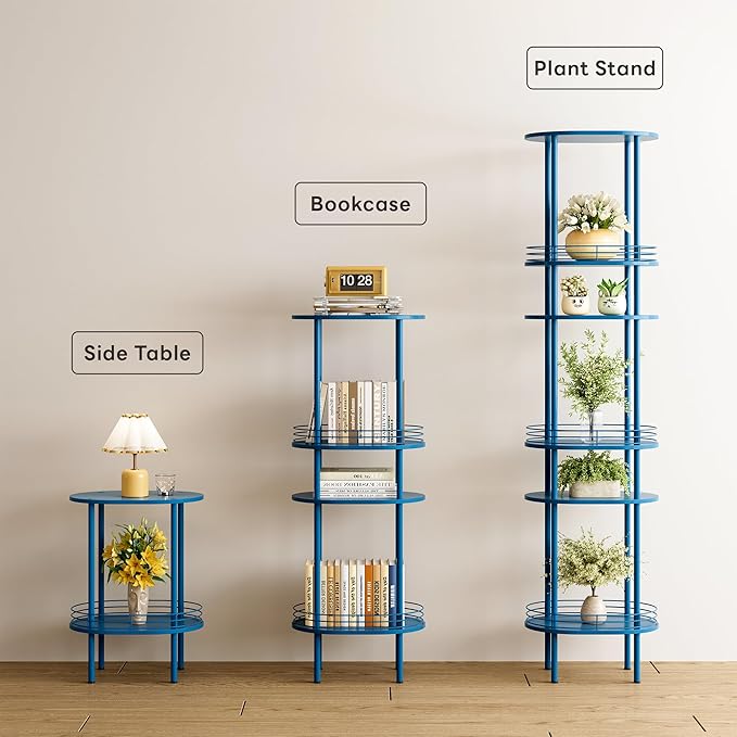 DGSANDGO Blue Side Table Set of 2, Side Tables Living Room, 2-Tier Nightstand