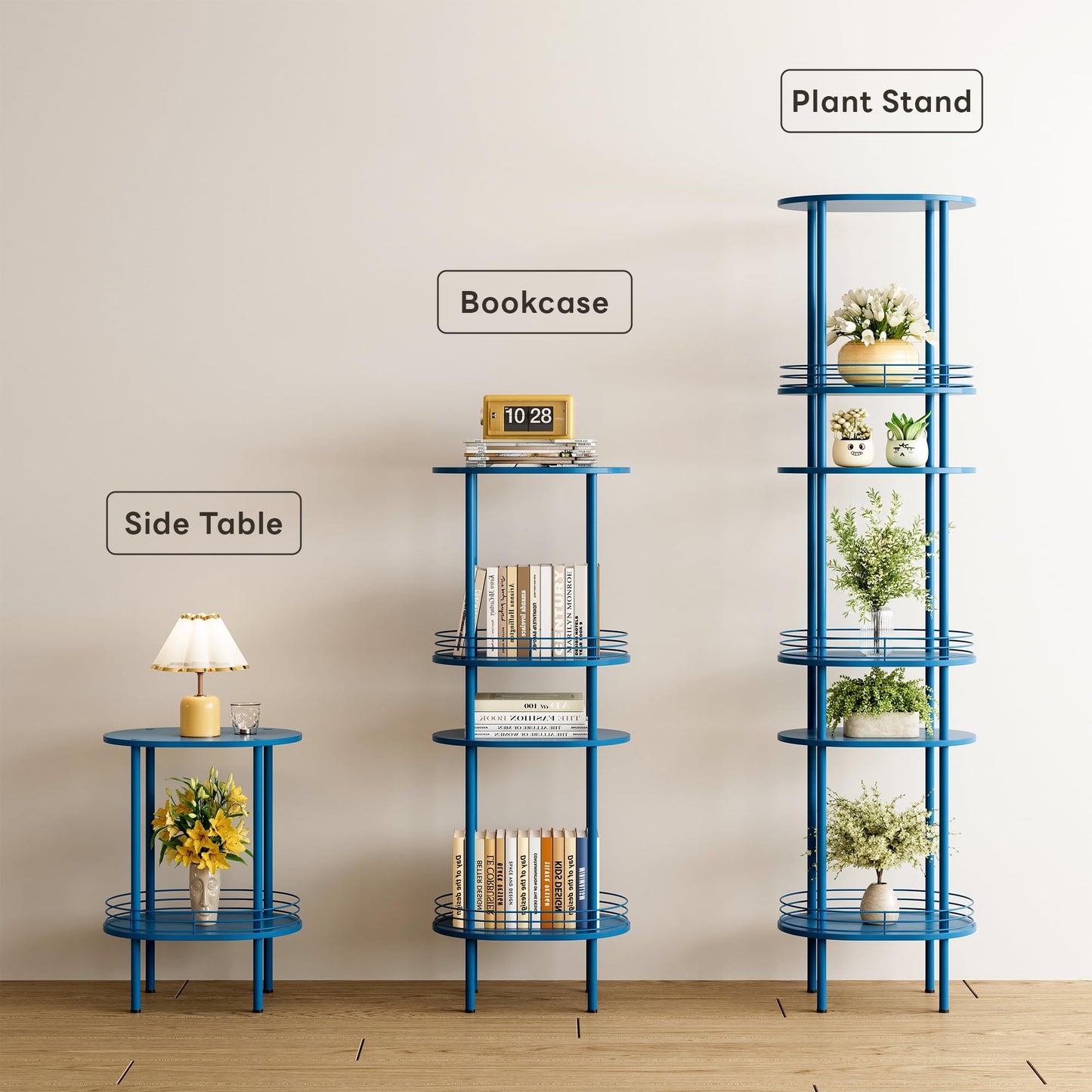 DGSANDGO Blue Oval Side Table,Side Tables Living Room,2-Tier Nightstand,Samll End Table for Small Space,Living Room,Bedroom, Nursery, (1PC,Blue)