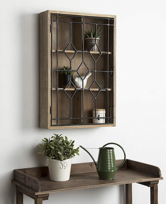 Kate and Laurel Megara Decorative Wooden Wall Hanging Curio Cabinet