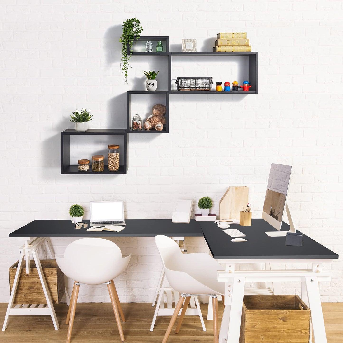 Kaboon 36x24 inches Tabletop, Solid One-Piece Desktop for Sit Stand Desk, Double Desks, L Desk DIY,Wood Countertop Home or Commercial Use,1 inch Thick, Solid Black