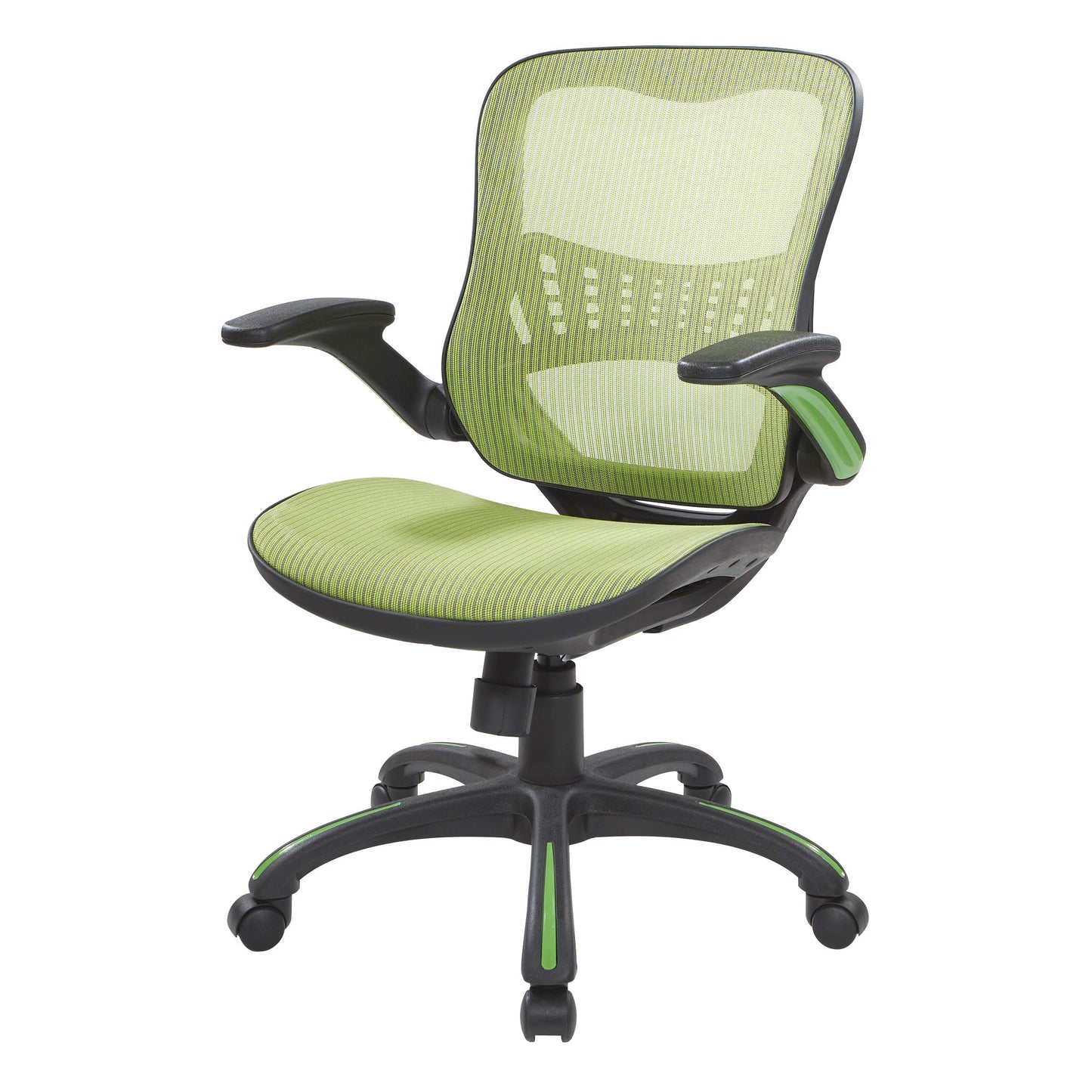 Office Star Riley Ventilated Manager's Office Desk Chair with Breathable Mesh Seat and Back, Black Base with Green