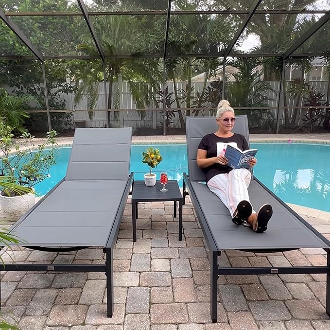 PURPLE LEAF Extra Large Outdoor Chaise Lounge 4 Pieces Aluminum Patio Lounge