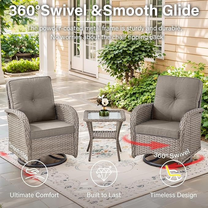Belord 5 Piece Swivel Rocker Glider Outdoor Chairs Set of 2