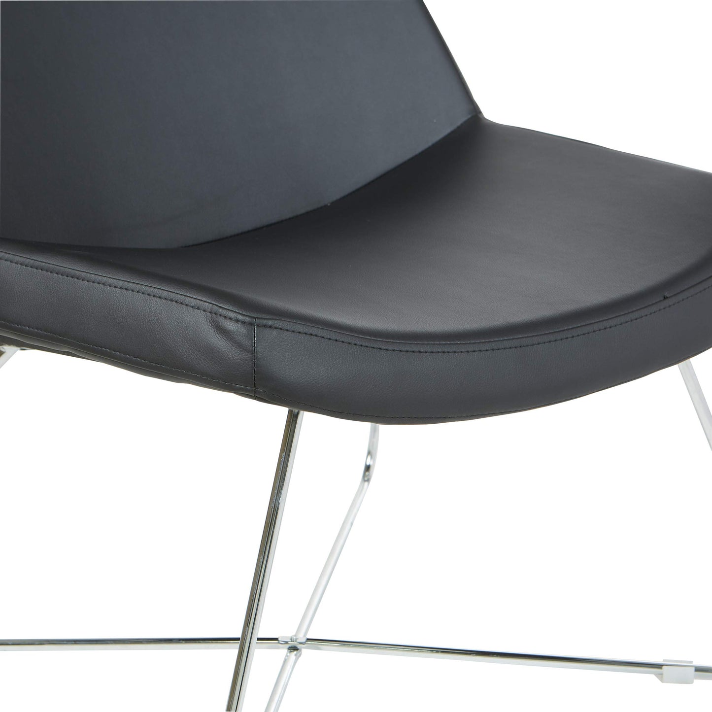 Office Star Geena Modern Scoop Guest Chair with Chrome Finish Sled Base, Black