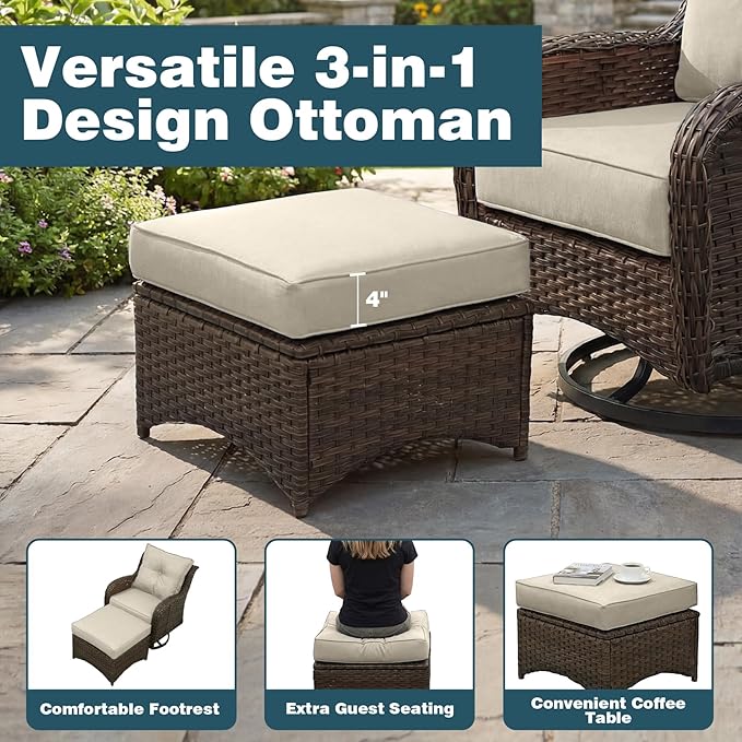 Patio Furniture Set, High Back Swivel Rocker Chairs, Weather Resistant Olefin
