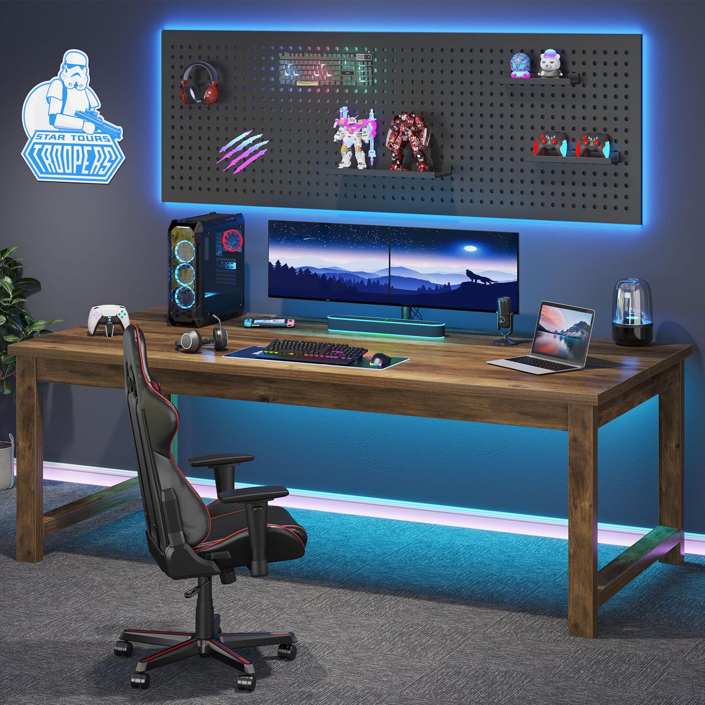 Tribesigns Modern Computer Desk, 63 x 31.5 inch Large Office Desk Computer Table Study Writing Table Workstation for Home Office, Brown Wood