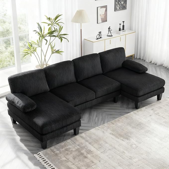 Karl home 111" Sectional Sofa U-Shaped 4-Seat Couch