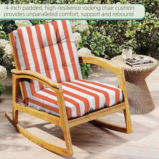 Outdoor Chair Cushion, High Back Soft Seat Pad, Indoor Outside Use,