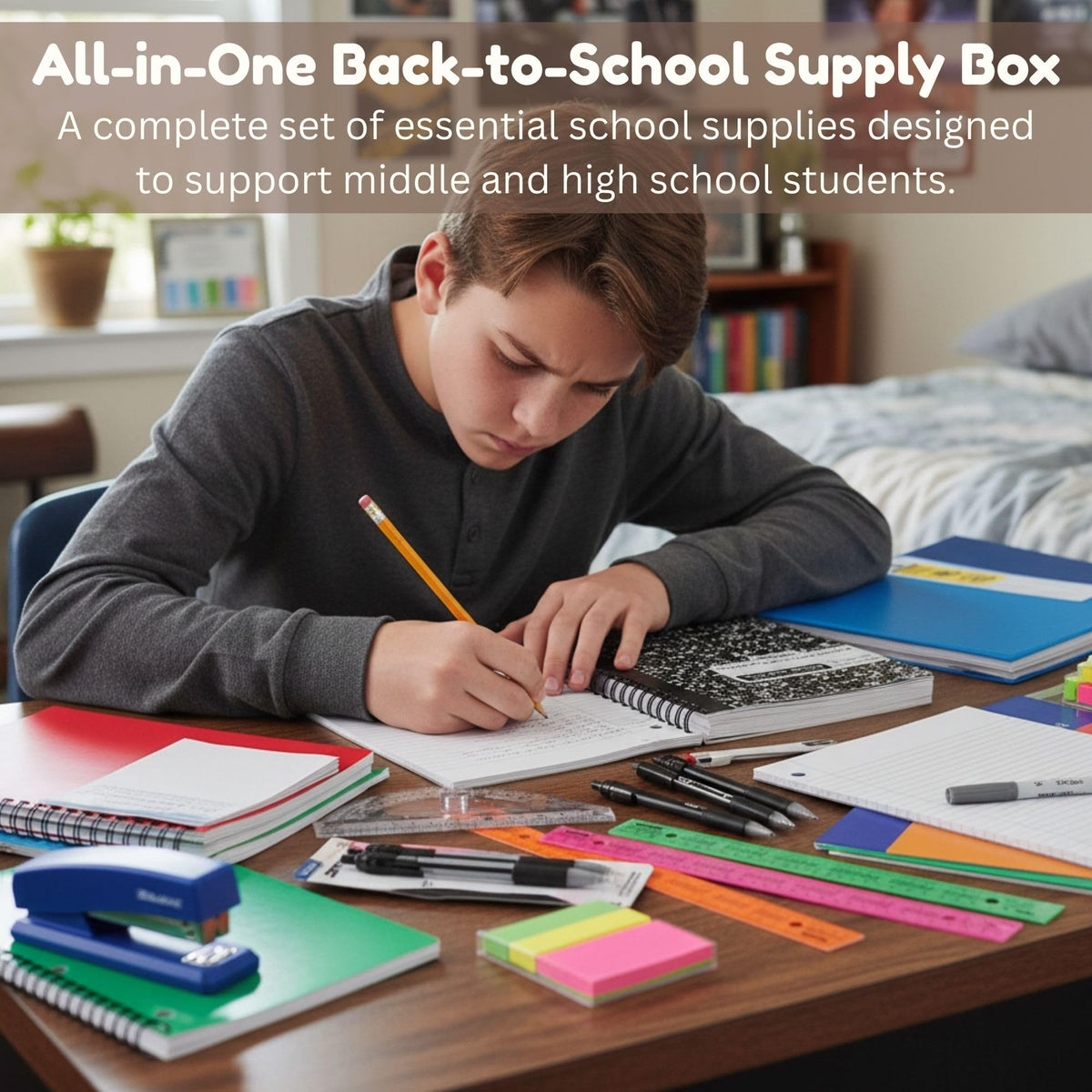 OMURA 70 Count All in One School Supplies Kit Middle School & High School Supplies Bundle - Homeschool Supplies, School Supplies for Girls - Back to School Kit & High School Supplies Kit