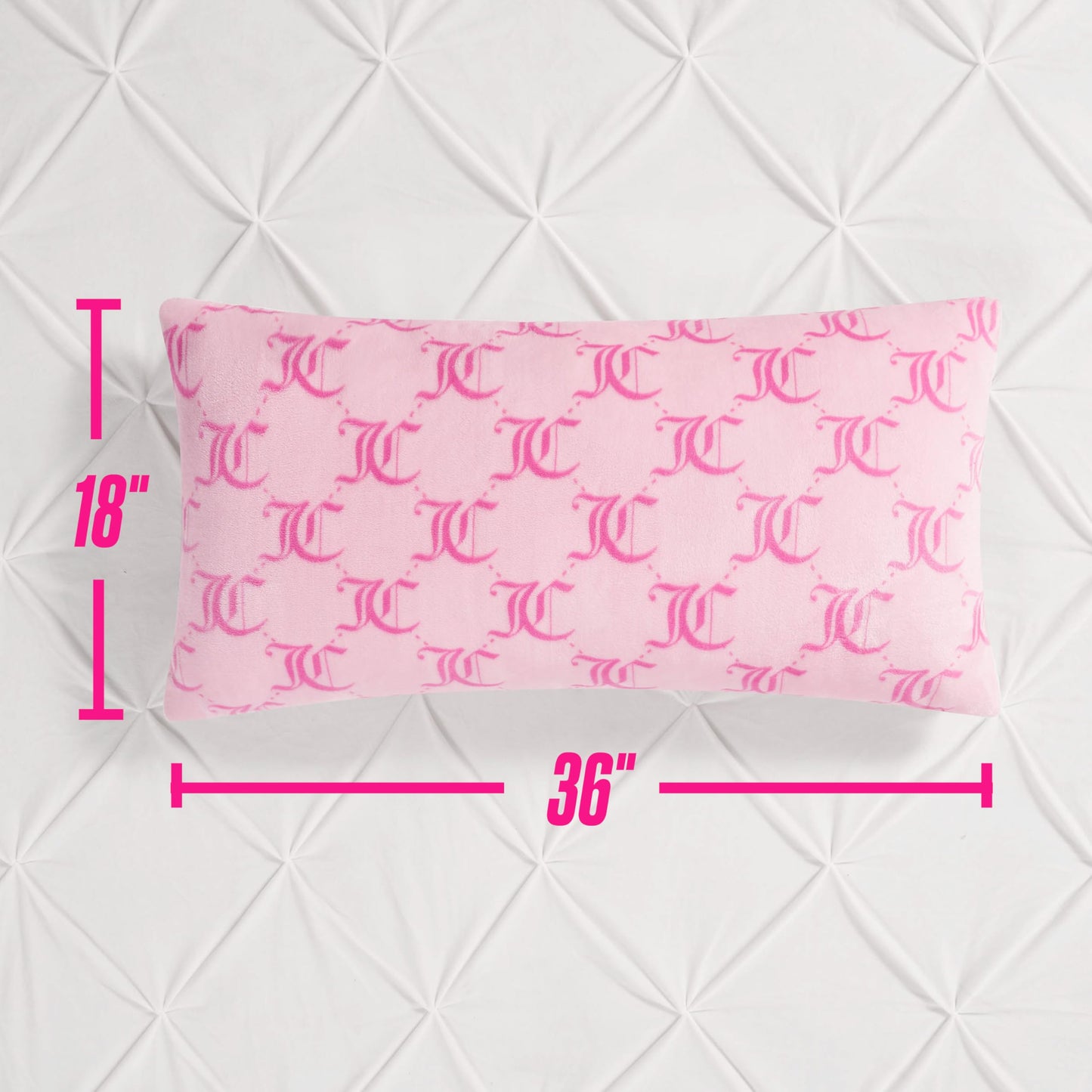 Juicy Couture 18" x 36" Plush Body Pillow, Pink Lockup Lattice