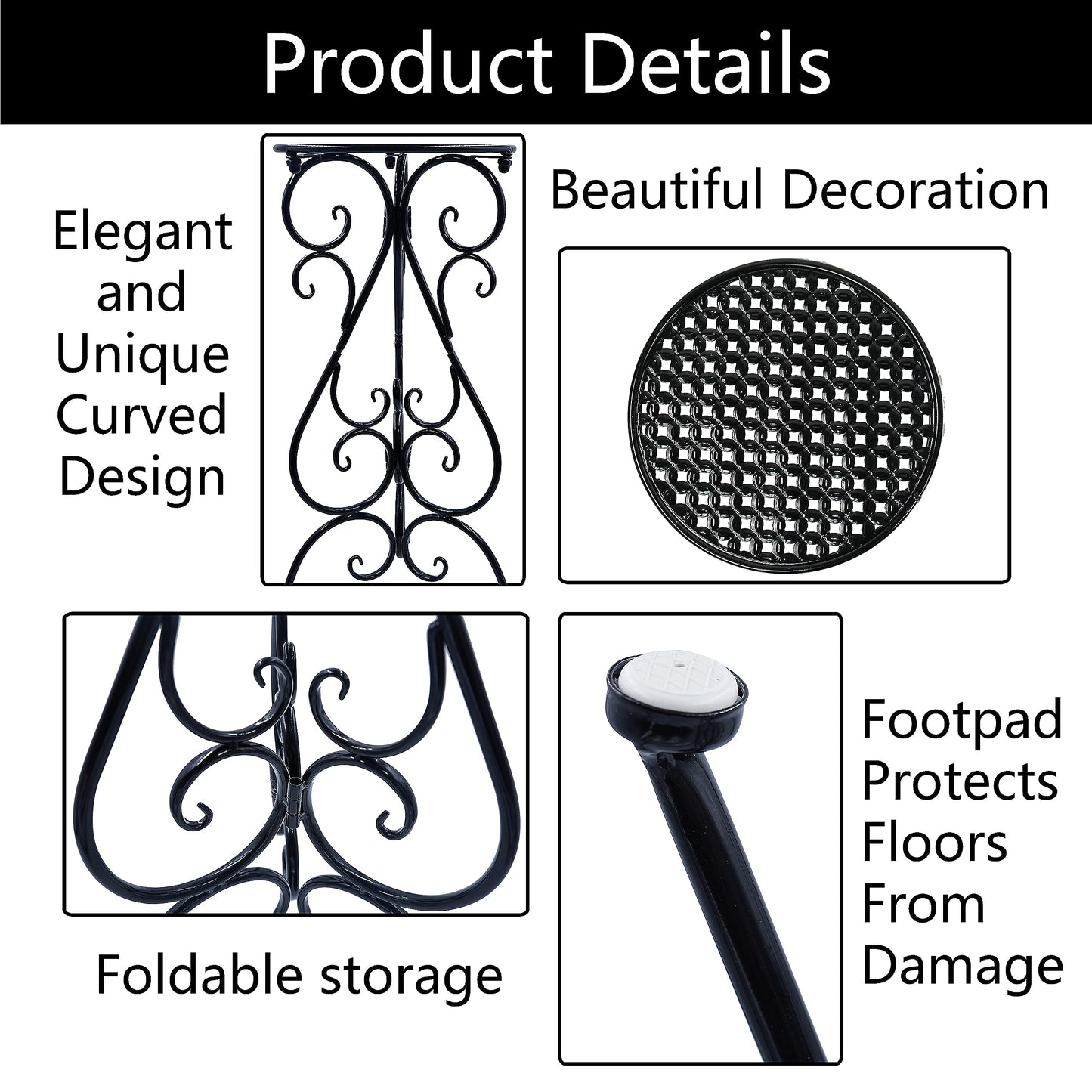 NAKUPE Metal Plant Stand Indoor Outdoor, Single Flower Pot Stands 22.5 Inch Tall, Planter Pedestal Holder for Patio Corner Garden Porch Farmhouse, Black(1 Pack)