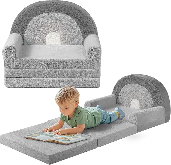 little dove Extra Wide Soft Toddler Couch Fold Out, Comfy Toddler Chair