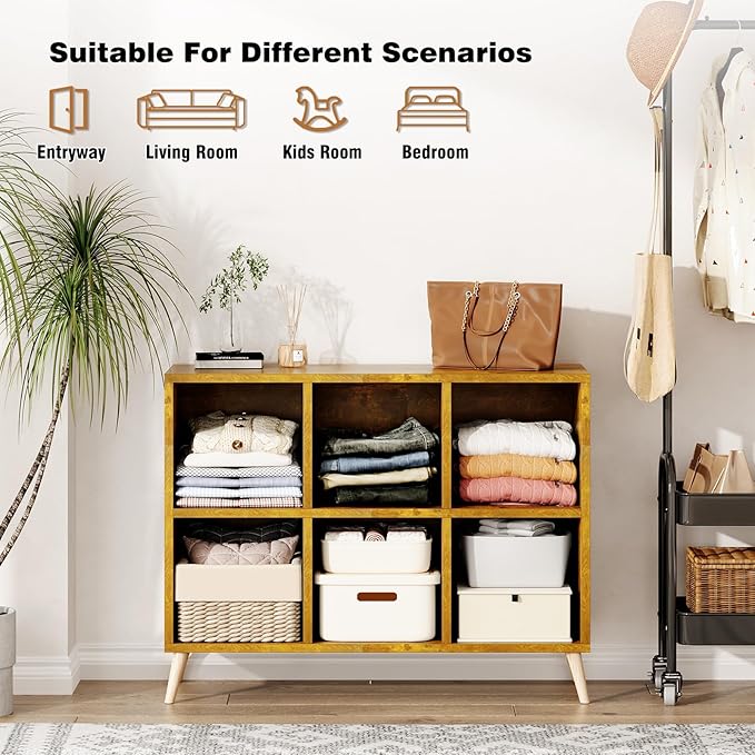 6 Cube Storage Organizer, Wood Bookcase
