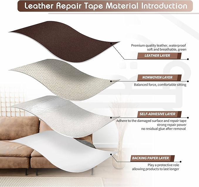 KING MOUNTAIN Leather Repair Patch, 4 x 63 Inches self Adhesive Leather Repair