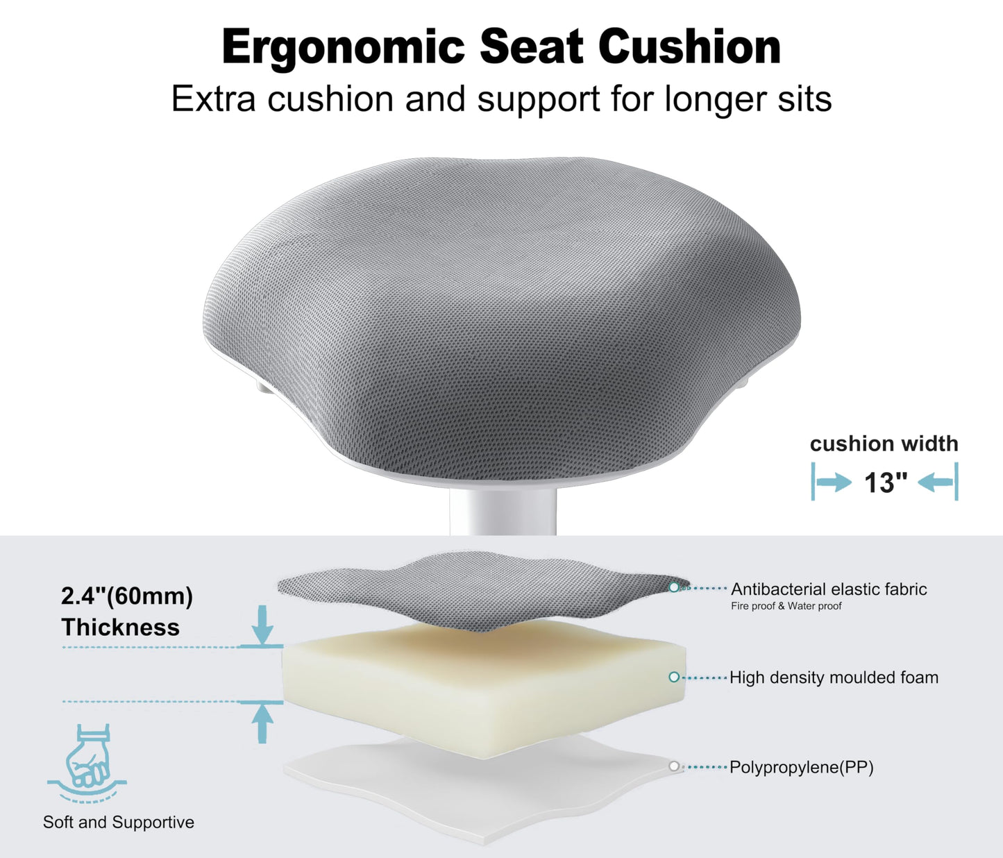 ERGO COLLECT Adult Wobble Stool - Anti-Fatigue Standing Desk Stool with 360° Rocking Non-Slip Curved Base, Height Adjustable 22-32 Inch Standing Chair for Home & Office,Light Wood