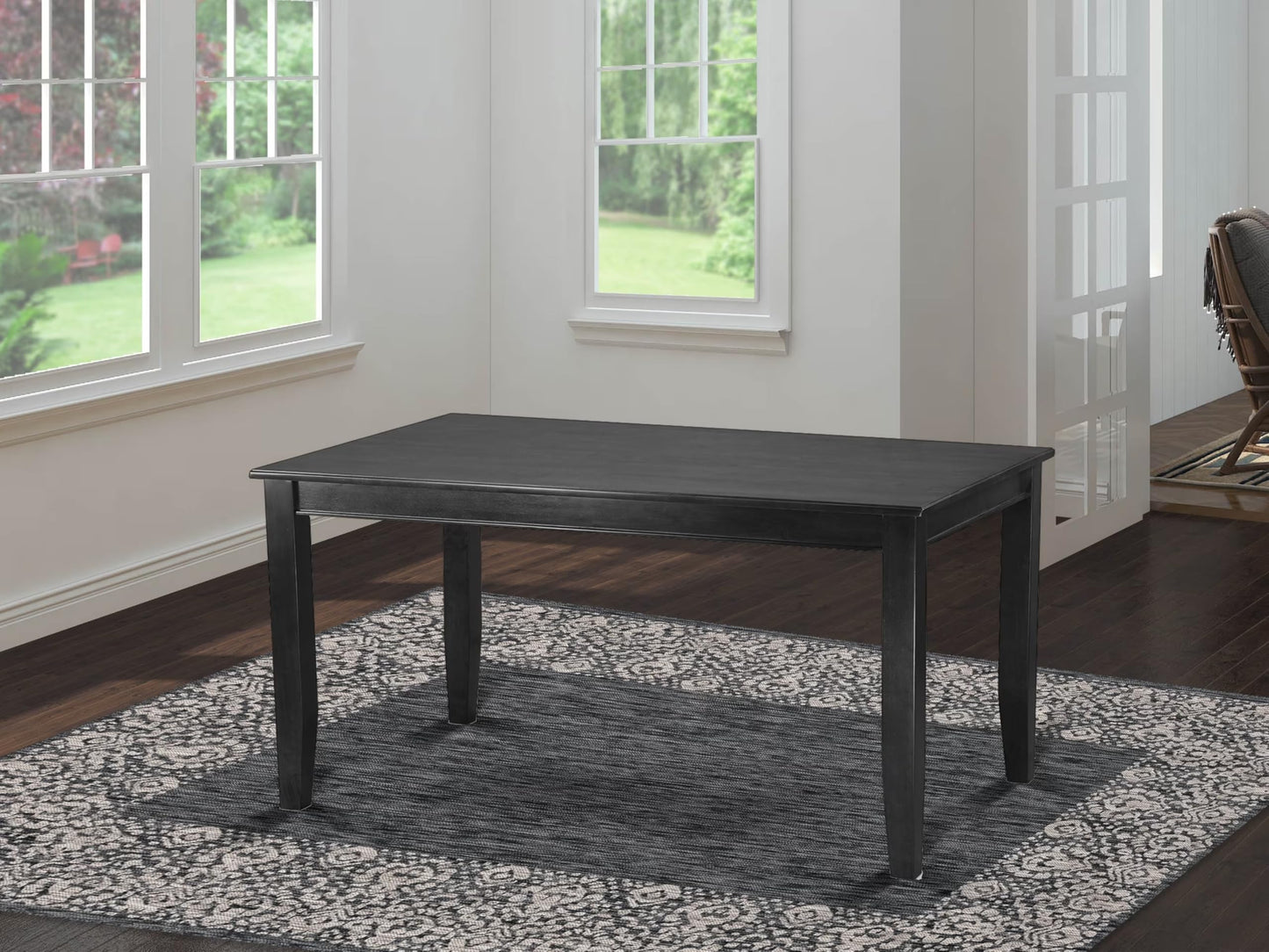 East West Furniture DUT-BLK-T Dudley Kitchen Table - a Rectangle Dining Table Top with Sturdy Legs, 36x60 Inch, Black