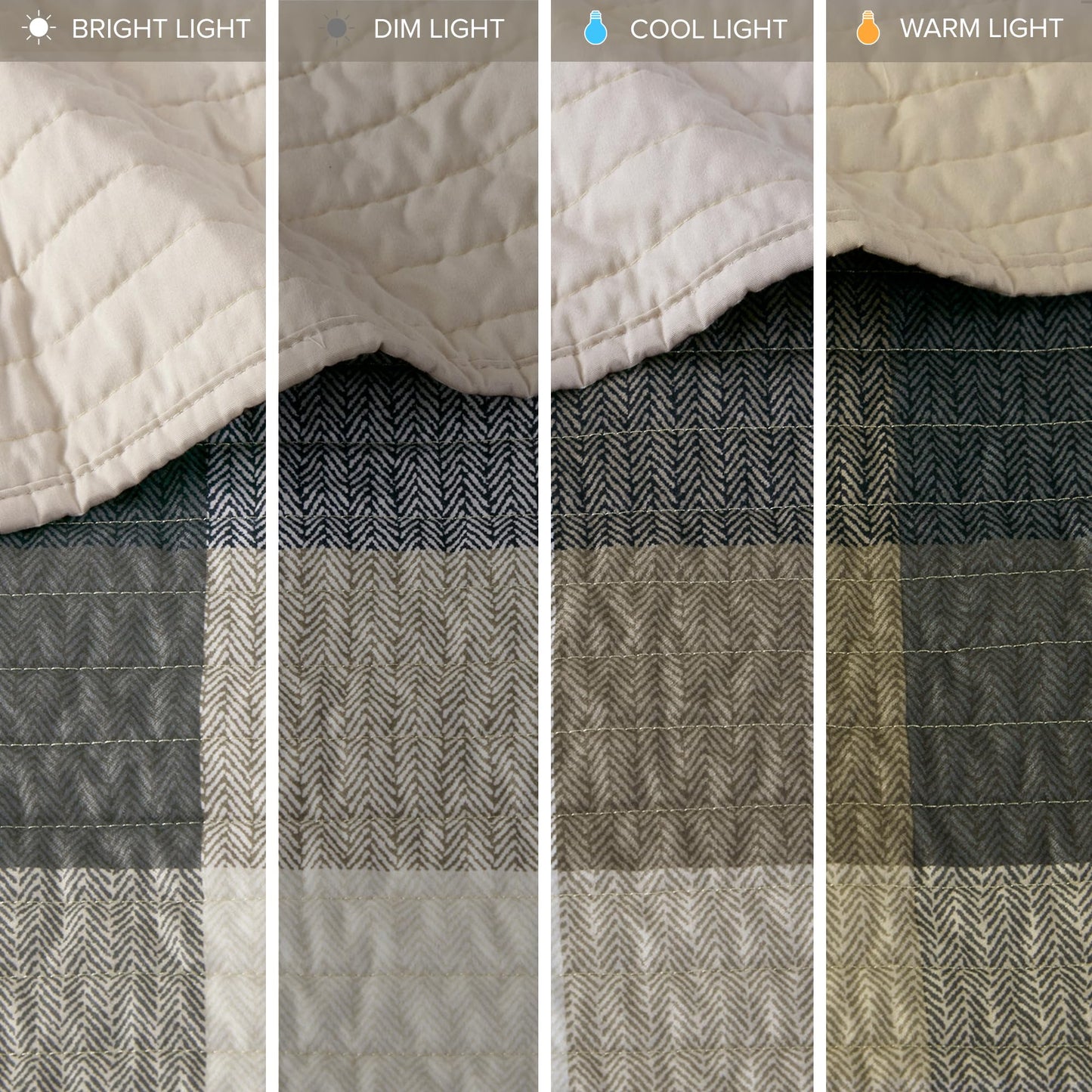 Madison Park Ridge Daybed Cover Set - Cabin Lodge Plaid Herringbone Print Reversible Design, All Season Luxury Bedding with Bedskirt, Matching Shams, Decorative Pillow, 39"x75", Neutral 6 Piece