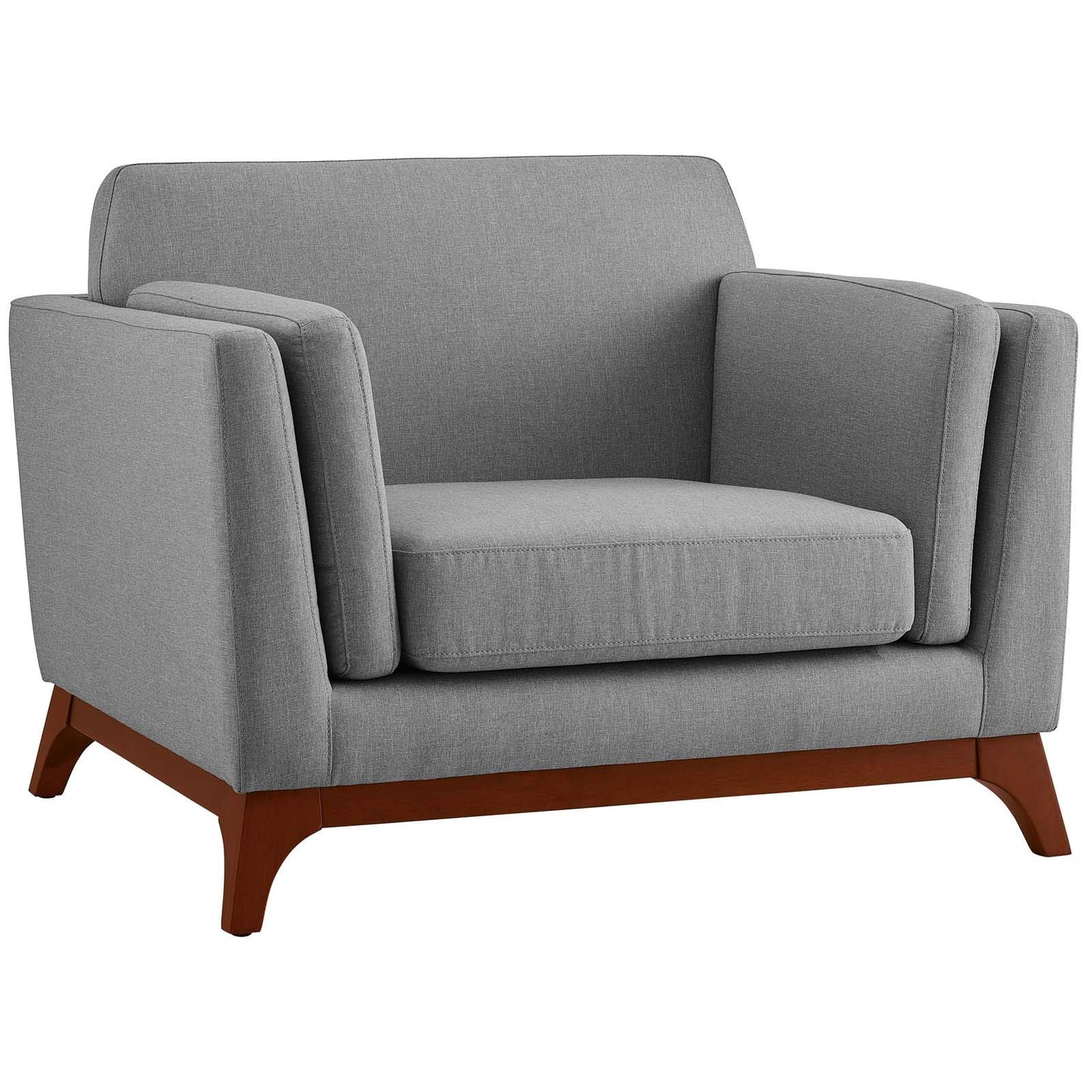 Modway Chance Mid-Century Modern Upholstered Fabric Accent Lounge Arm Chair In Light Gray