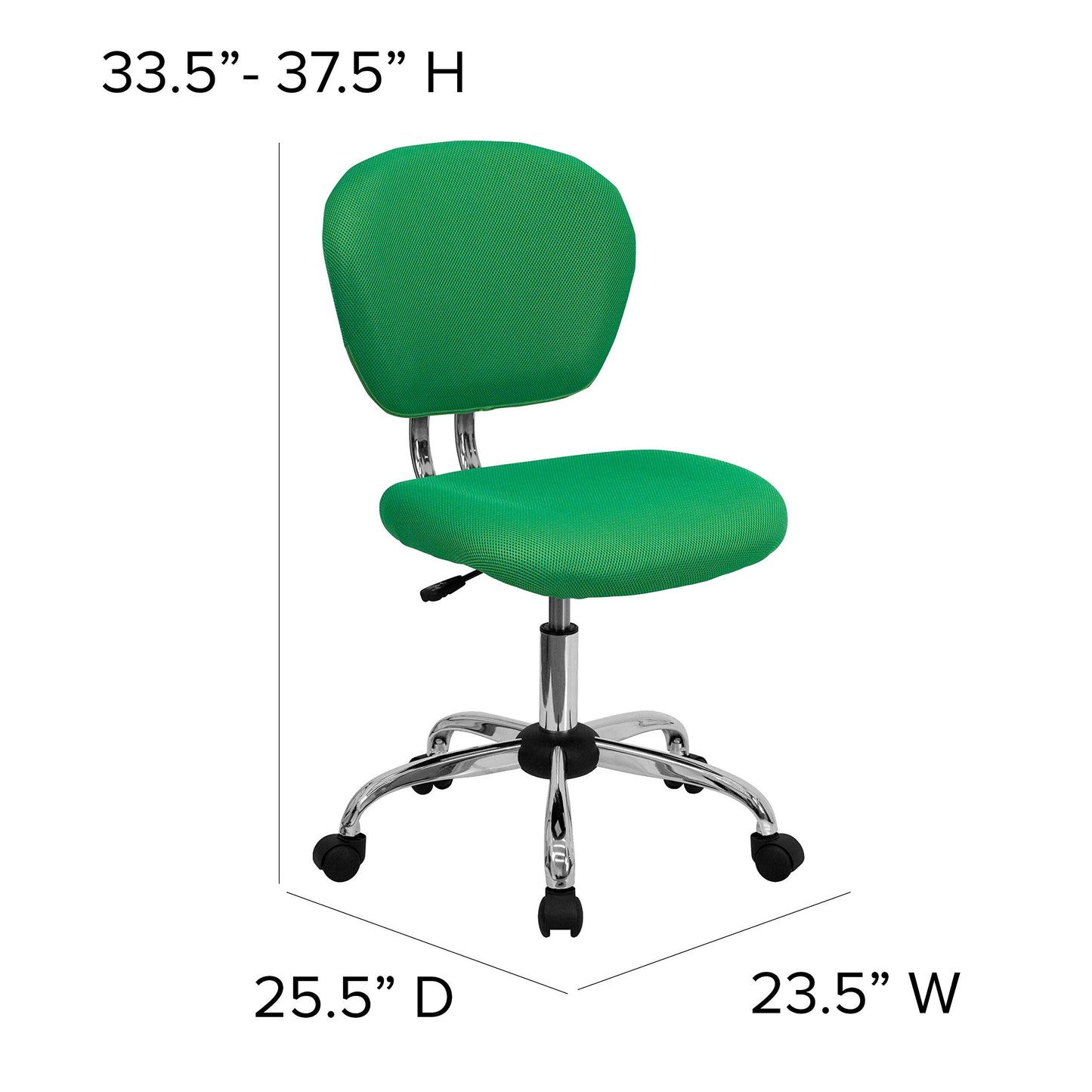 Flash Furniture Beverly Mid-Back Bright Green Mesh Padded Swivel Task Office Chair with Chrome Base