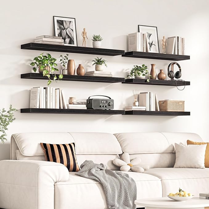 Fun Memories 60Inch Long Floating Shelves, 8 Inch Deep Shelves