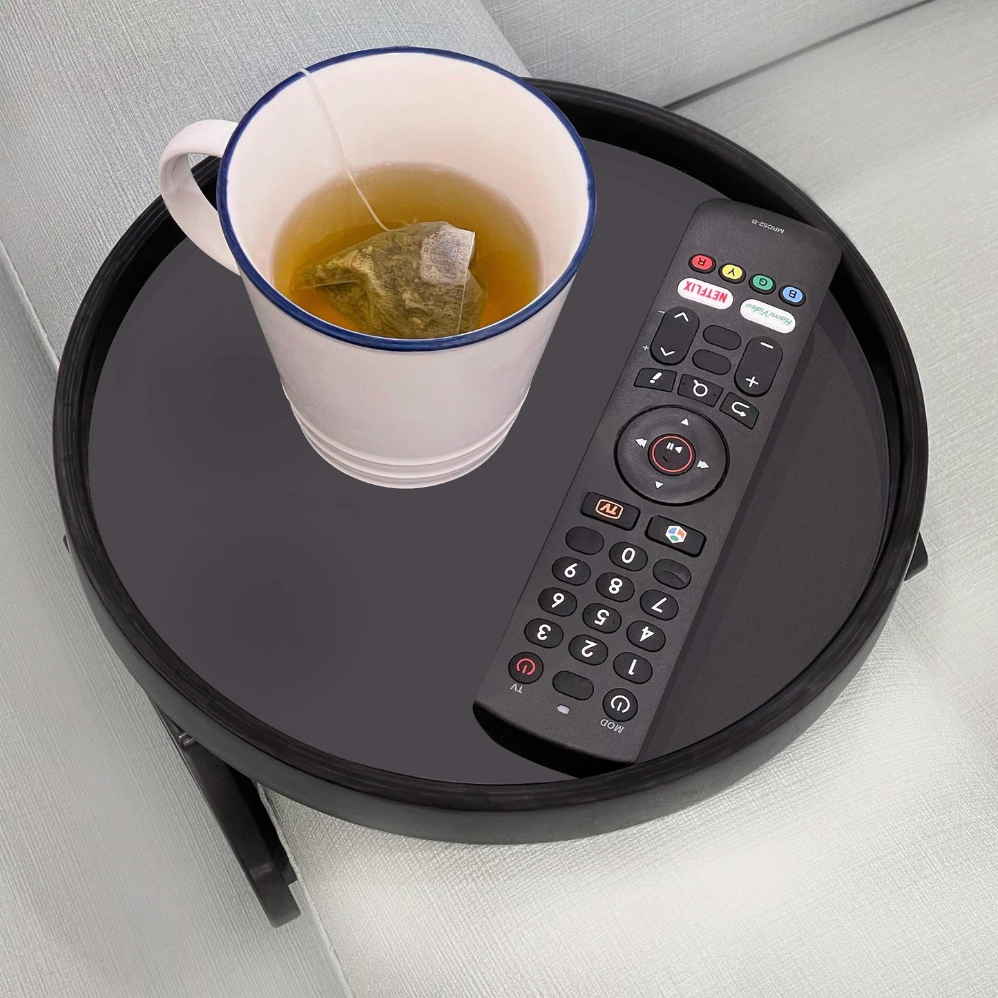 NDL Sofa Armrest Clip Table – No-Slip Couch Tray for Drinks, Snacks, Remote, Gamepads, Adjustable Armchair Table for Living Room, Bedroom, Dorm – Fits Most Armrests