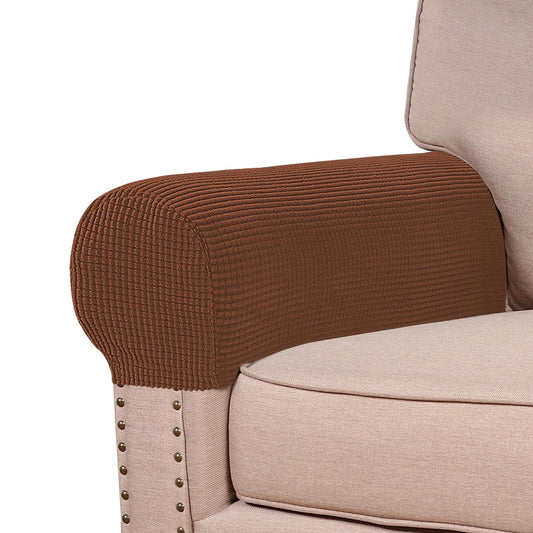 Turquoize Stretch Armrest Covers for Chairs and Sofas Couch Arm Covers for Sofa Spandex Jacquard Armrest Cover Anti-Slip Furniture Protector Armchair Slipcovers for Recliner Set of 2, Caramel
