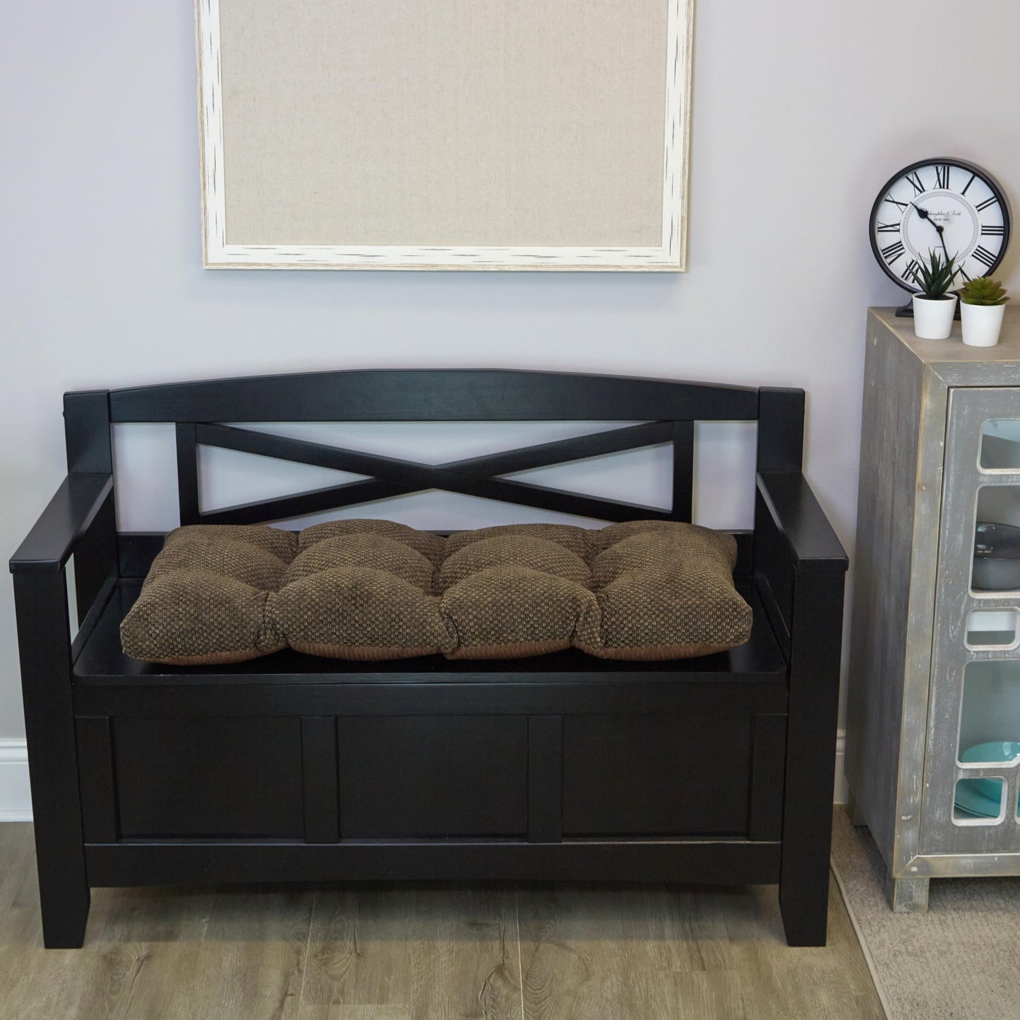 Klear Vu The Gripper Non-Slip Tufted Bench Cushion for Indoor Furniture, Assembled in USA, Entryway Storage, Bay Window, Corner Nook or Piano Seat, 33 Inches, Chenille Dark Brown